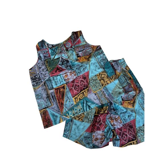 El-Nor Women's 90s Top & Short Two Pieces Set Funky Colorful Size Medium - Picture 2 of 8